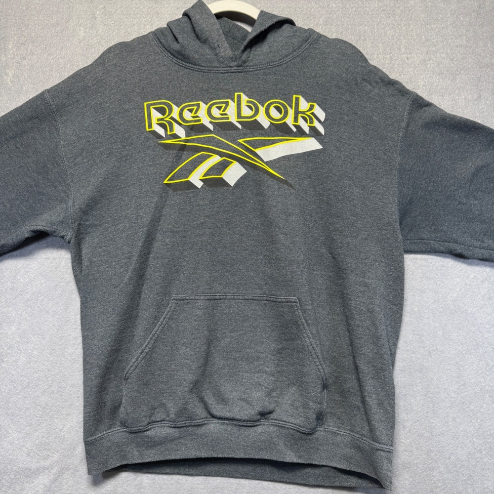 Reebok Hoodie Gray Classic Logo Pullover Sweatshirt‎ Men's Size Large